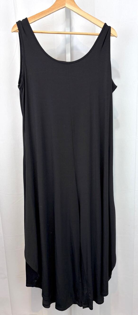 KOZAN Wide Leg Jumpsuit Scoop Neck Sleeveless Ankle Crop Stretch Black Size L